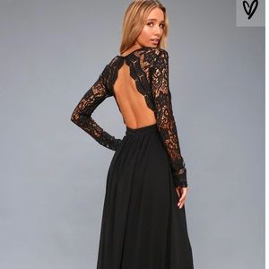 Lulus long sleeve Black Lace Gown (new with tags)